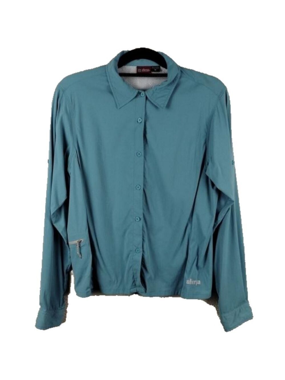 Sherpa Adventure Gear Teal Pointed Collar Long Sleeve Button Down Gorpcore Top